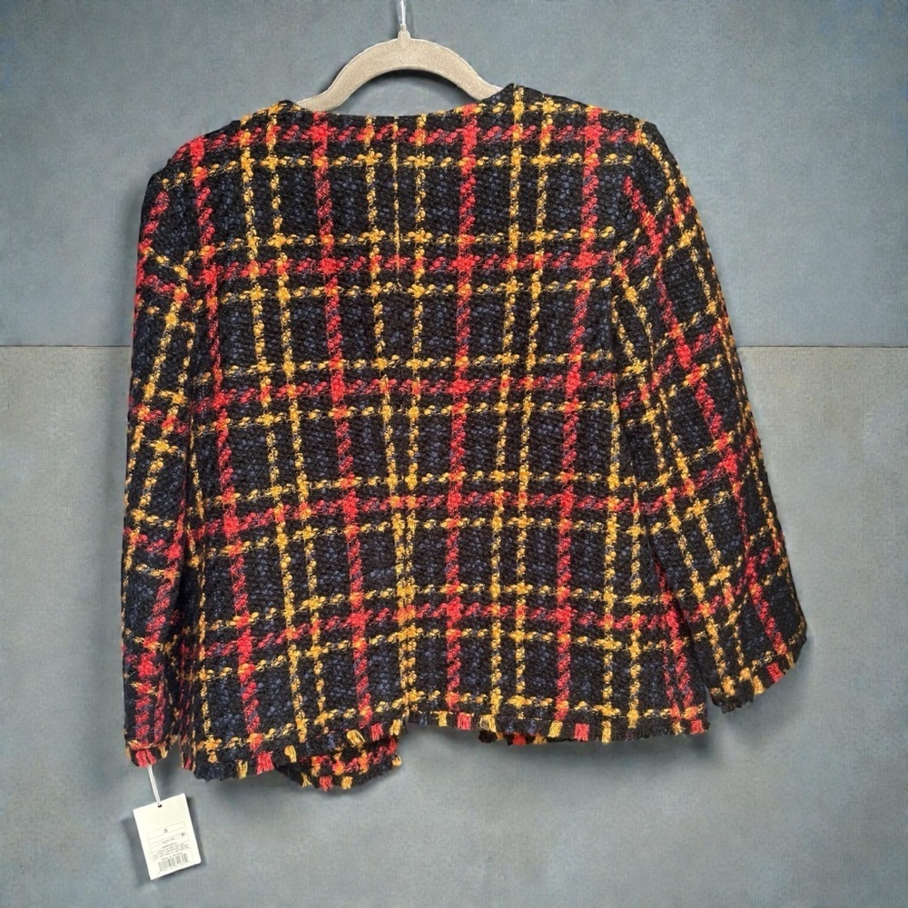 A New Day Tweed Sunflower Plaid Blazer Jacket Open Front Sz Small NWT - Picture 9 of 14